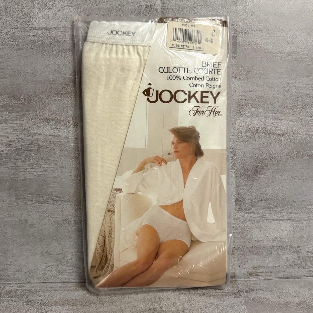 Vintage 90s Jockey for Her Brief Underwear Panties Size XL 100% Cotton Cream‎